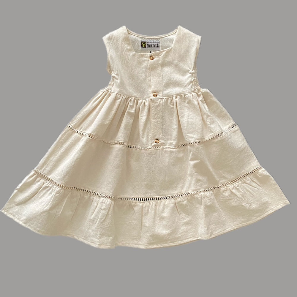 Vestido para niña con botones en color lino natural
