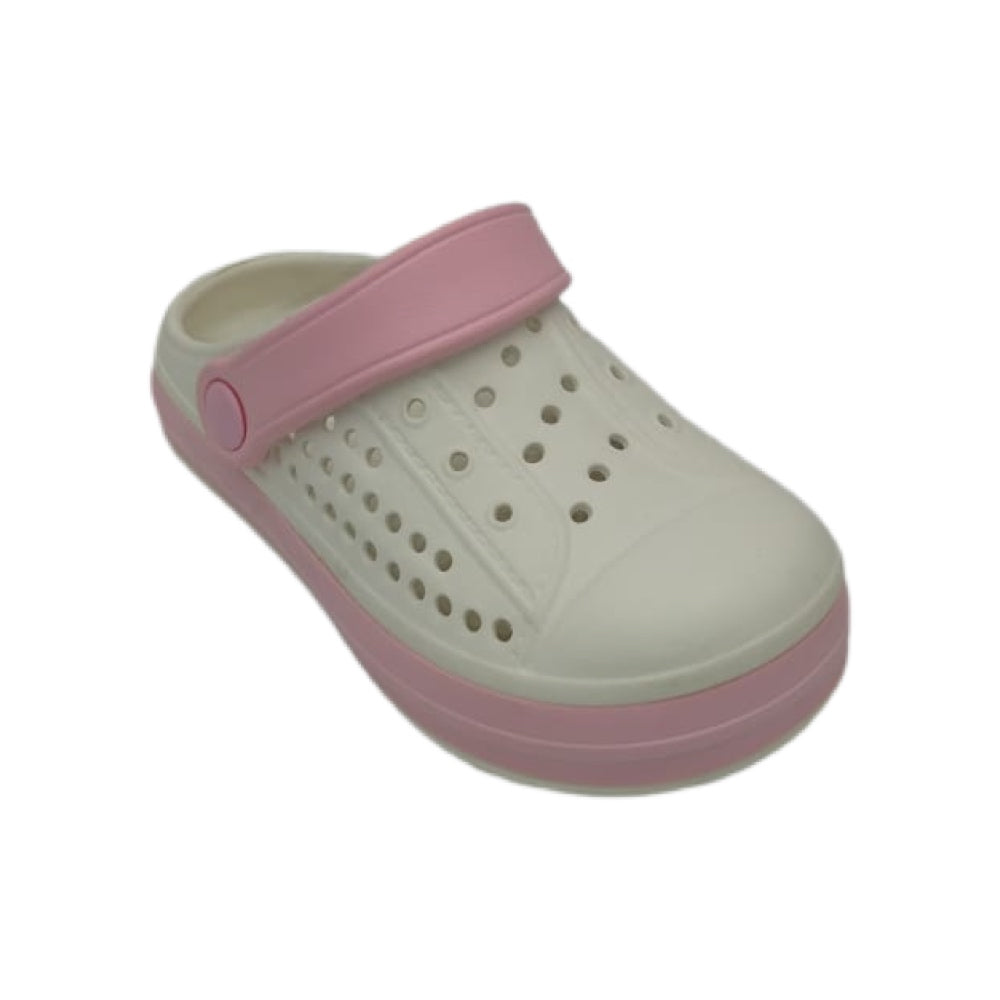 Crocs para niña en color blanco con rosa modelo shockers
