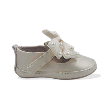 Balerina con cierre de velcro y perlas en moño color ivory modelo fancy ivory